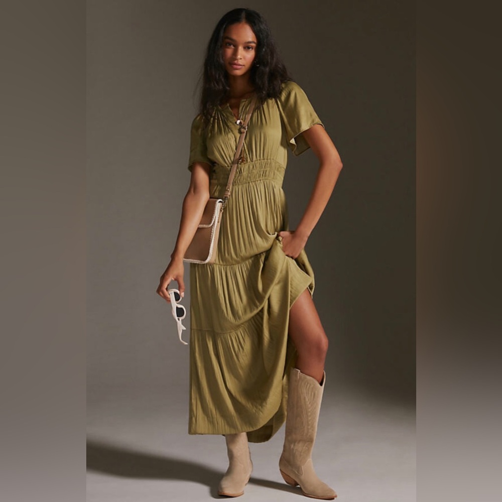 Anthropologie Olive Maxi Dress
